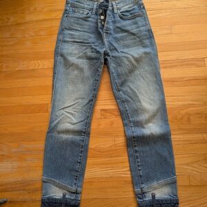 7 For All Mankind Women's Medium Blue Washed Straight-Leg Jeans